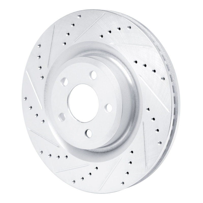 Ford Explorer Brake Rotor (1) - Front Left - R1 Concepts - Drilled & Slotted - Silver - `20-`25